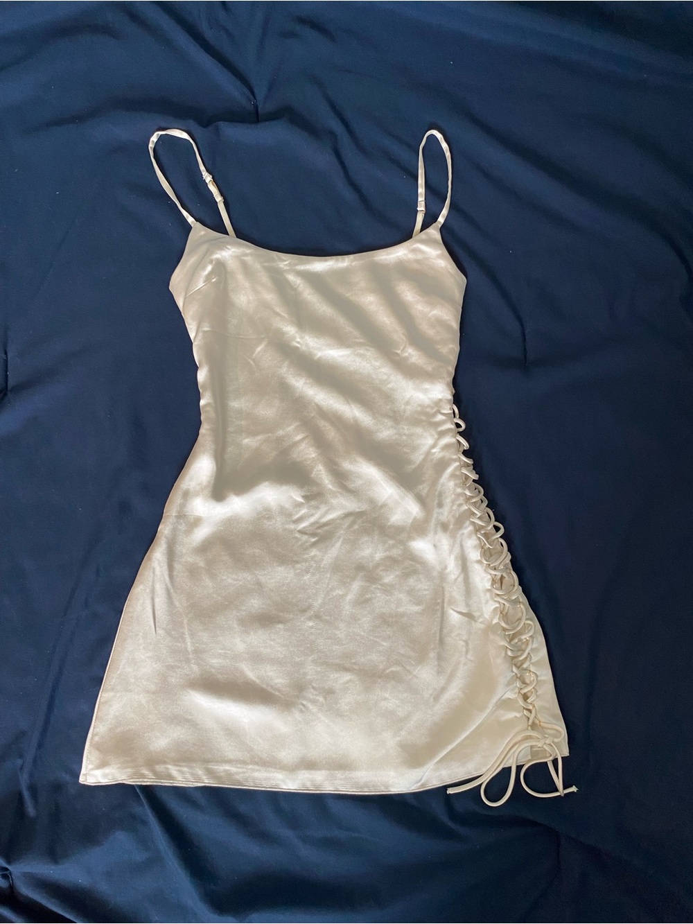 Oh polly white satin mini dress